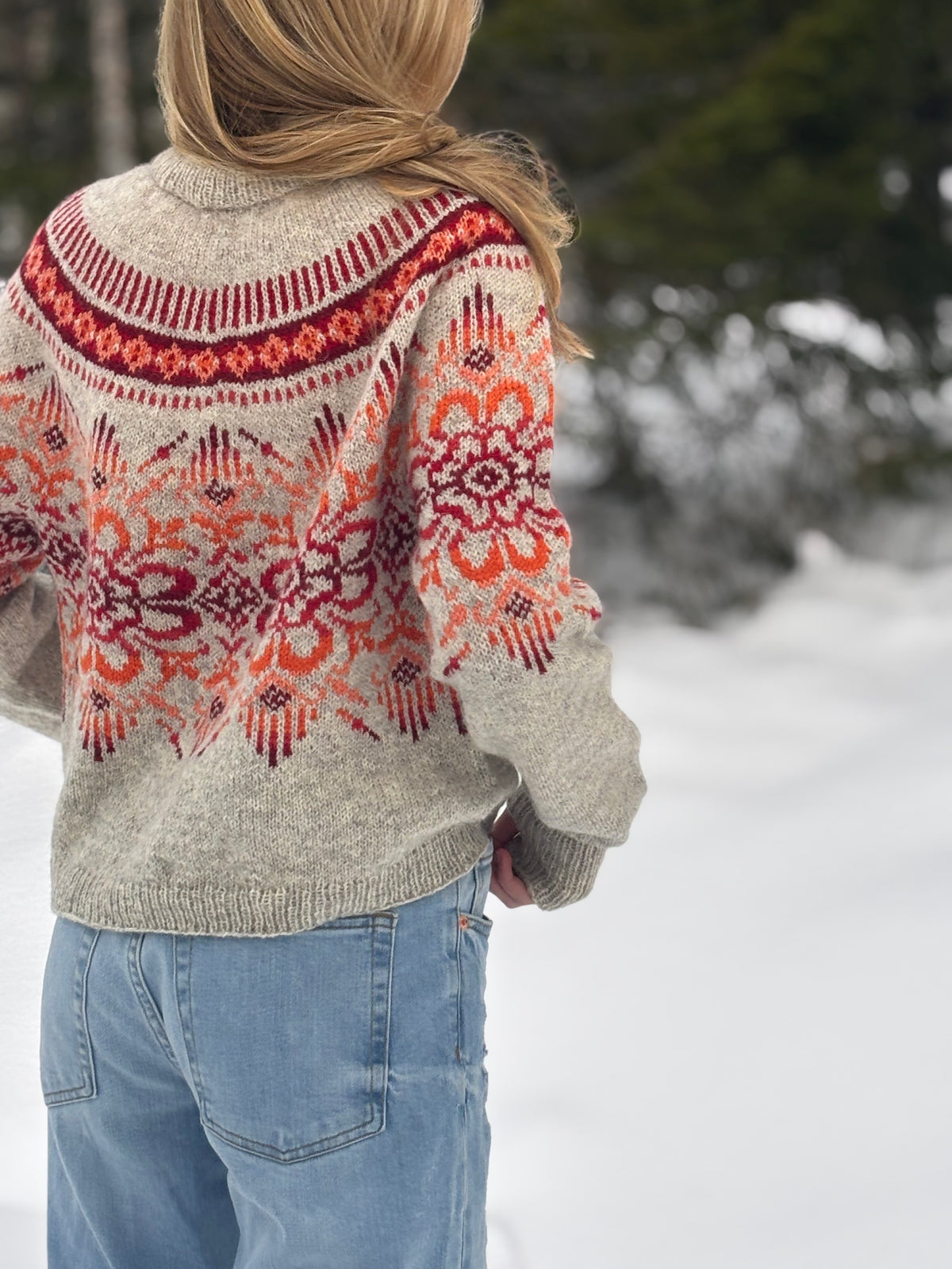 Mystery sweater with colourwork pattern